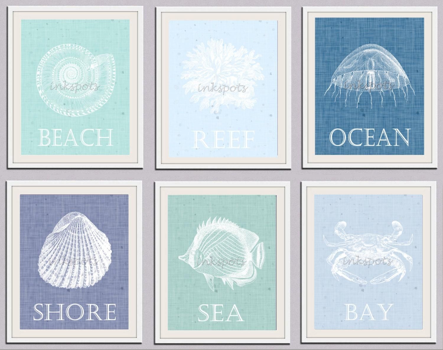 Furniture. Modern Print Art Poster For House Wall Decorations Throughout Seashell Prints Wall Art (Photo 4 of 20)