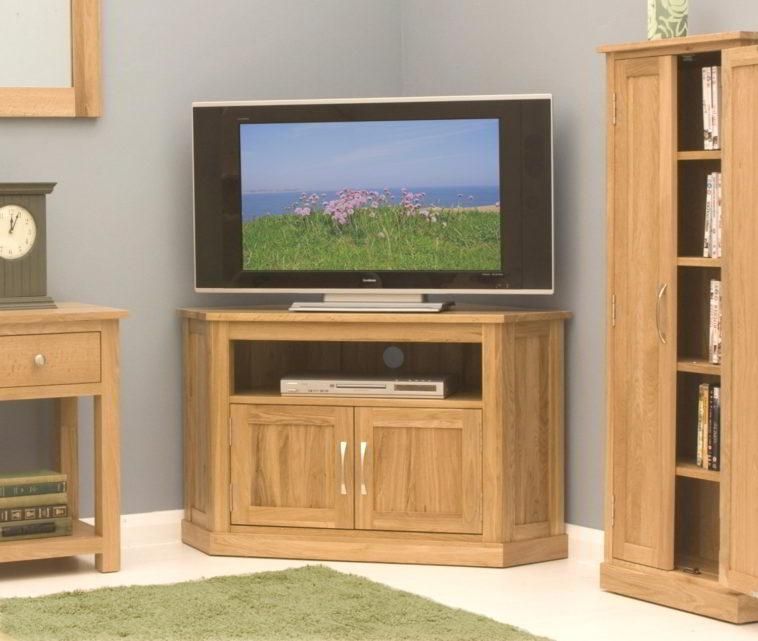 Furniture. Oak Wood Media Cabinet With Tv Stand And Open Shelf Regarding Best And Newest Oak Tv Cabinets For Flat Screens (Photo 2 of 20)