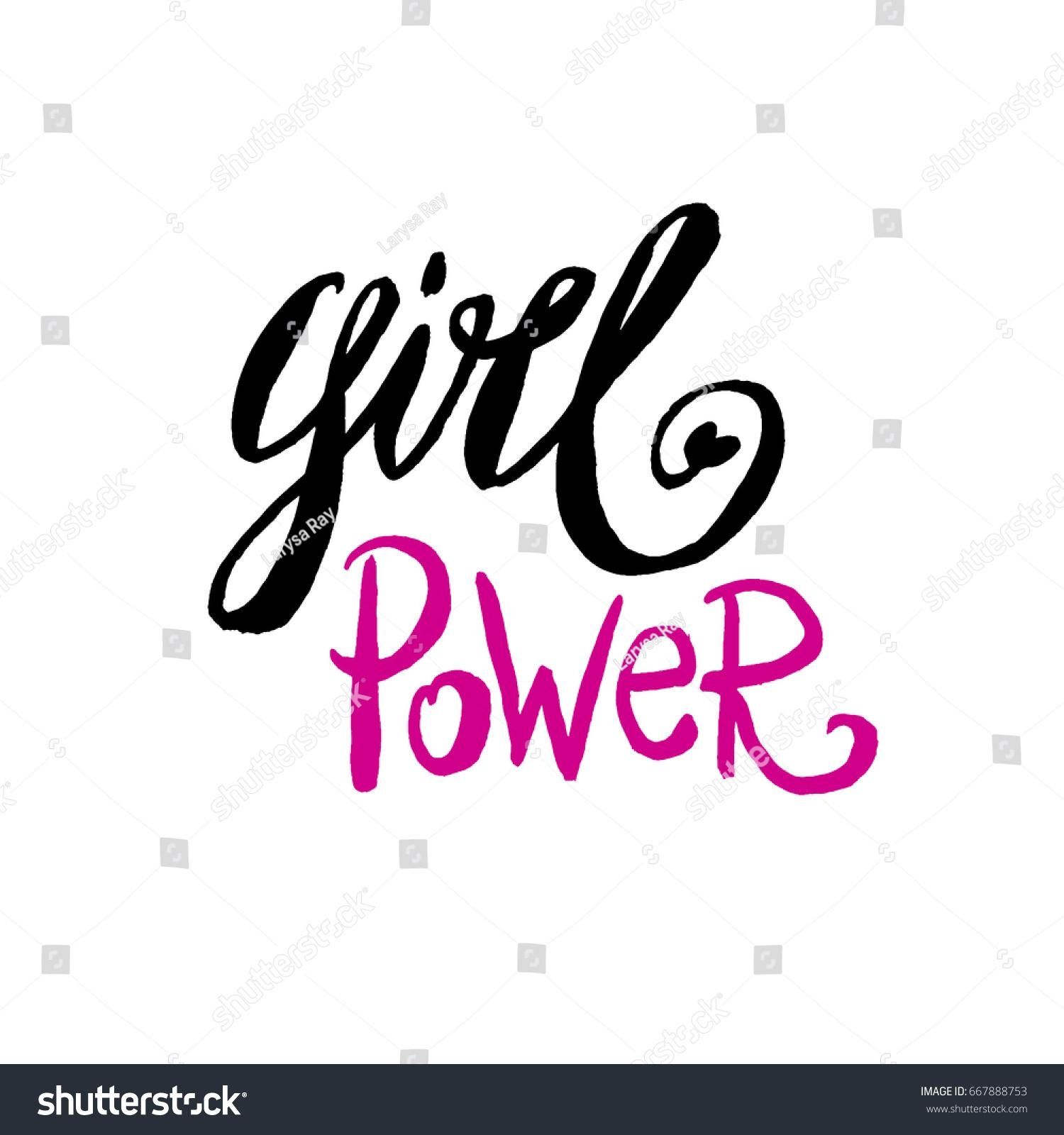 Girl Power Text Feminism Slogan Black Stock Vector 667888753 With Regard To Feminist Wall Art (View 5 of 20)