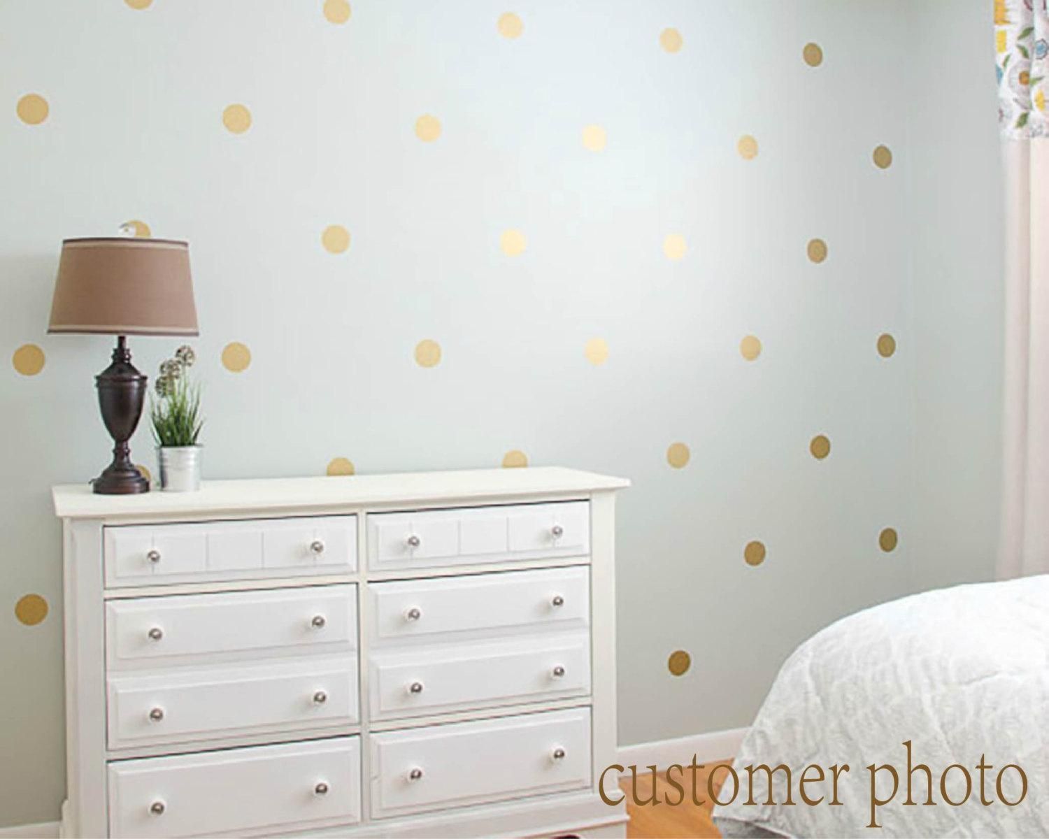 Gold Polka Dots Wall Decal Gold Polka Dot Decal Metallic For Gold Wall Art Stickers (Photo 1 of 20)