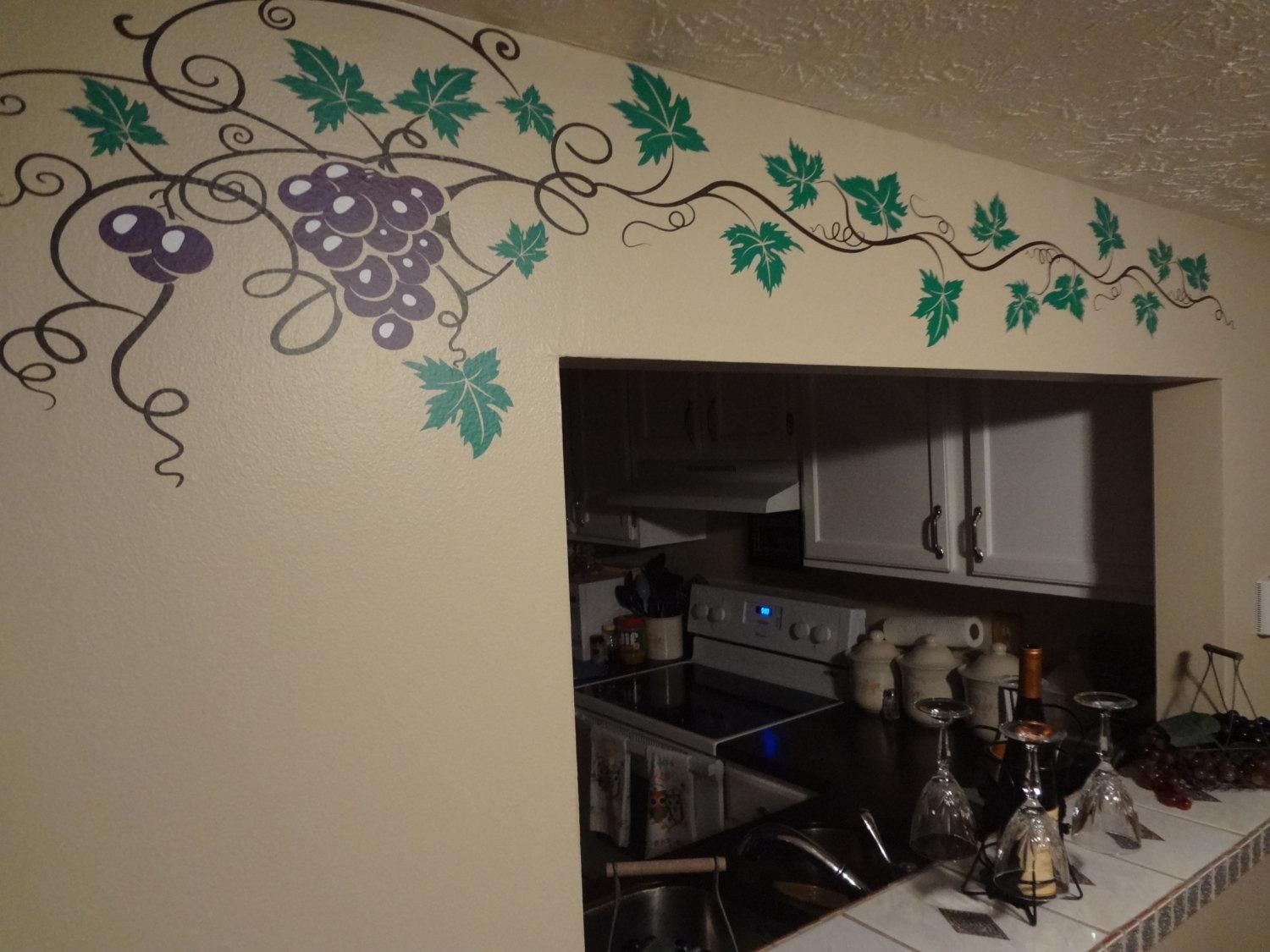 Grape Vine Decal Wine Home Decor Wall Art Sticker Kitchen Regarding Grape Vine Wall Art (View 6 of 20)