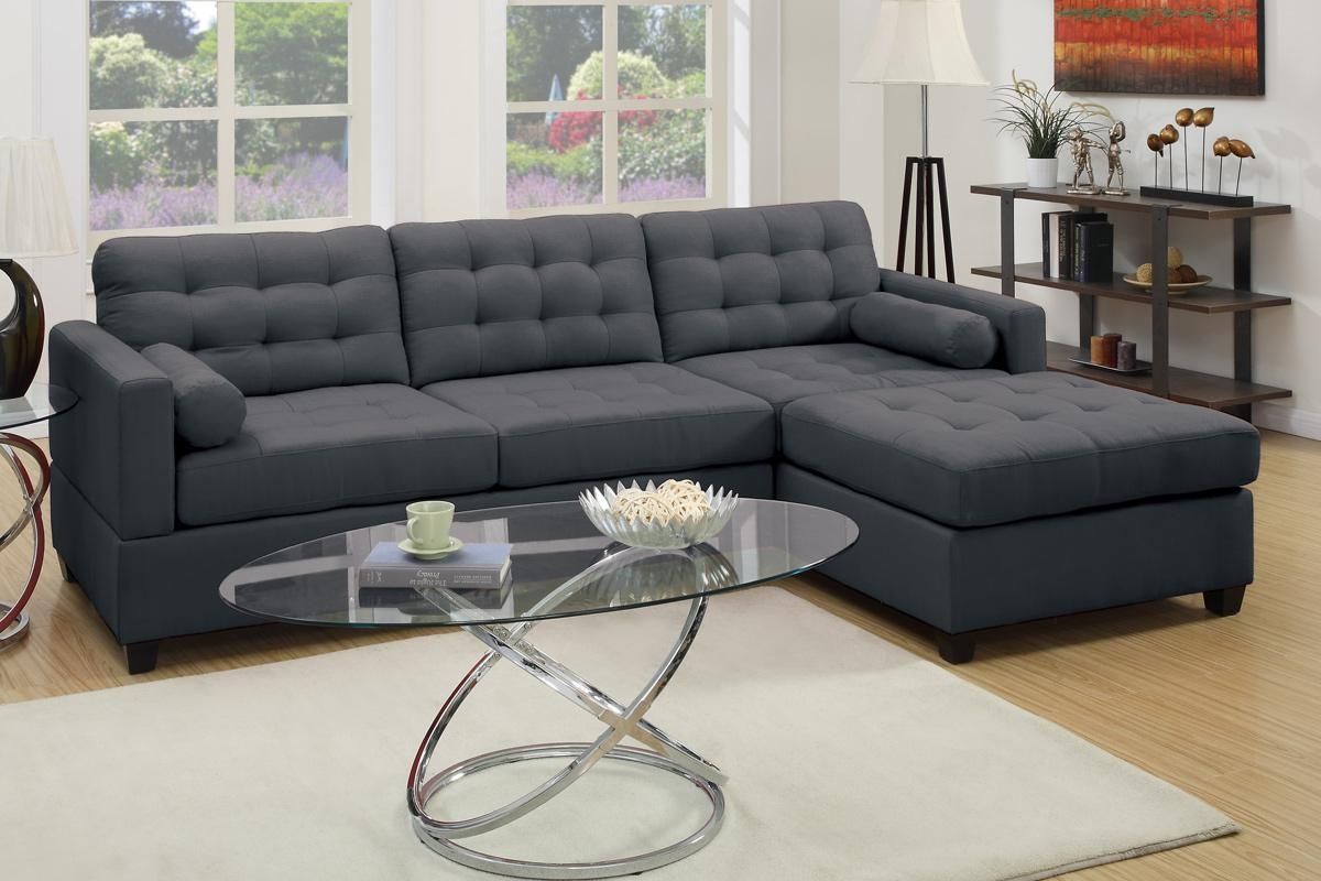 Grey Fabric Sectional Sofa – Steal A Sofa Furniture Outlet Los With Cloth Sectional Sofas (Photo 1 of 21)