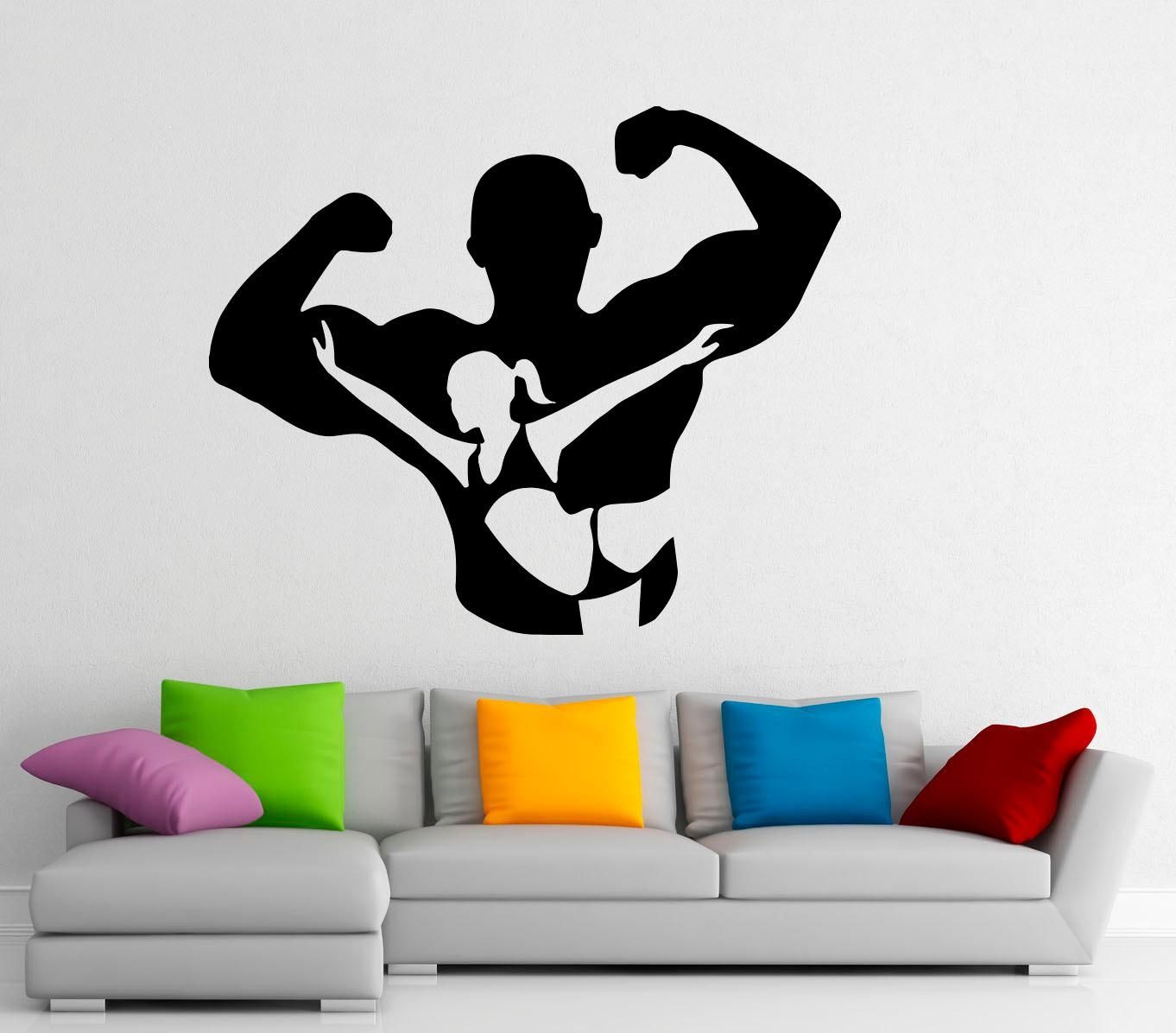 Gym Wall Decal Fitness Wall Stickers Sports Interior Bedroom In Wall Art For Home Gym (View 7 of 20)