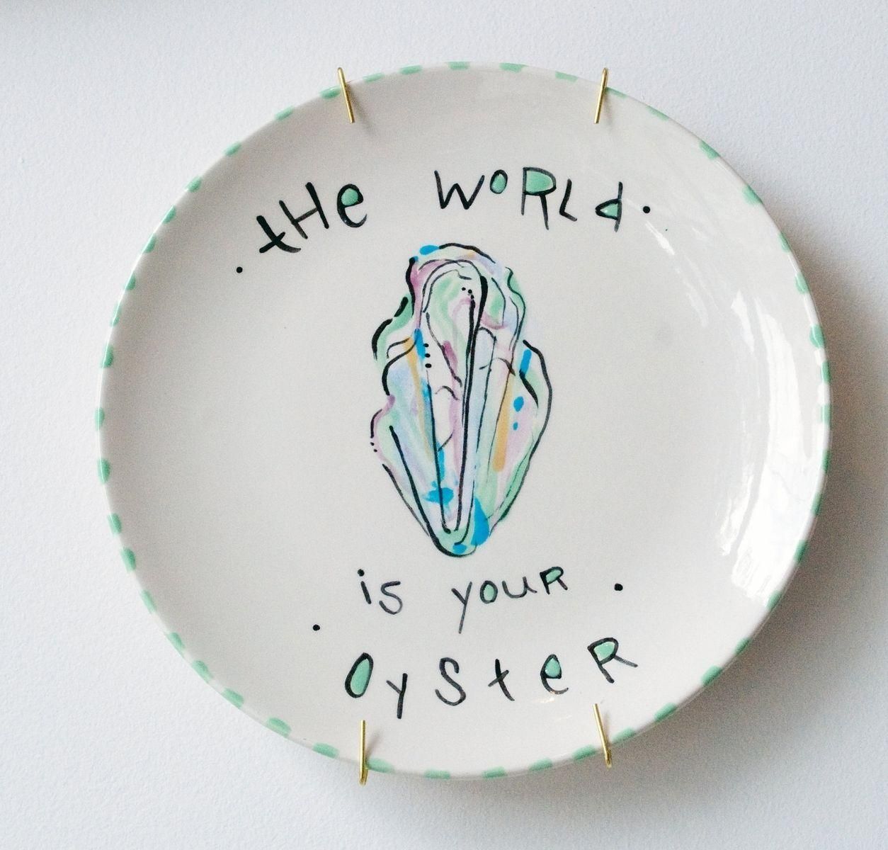 Hand Made The World Is Your Oyster – Decorative Plate – Wall Art In Decorative Plates For Wall Art (Photo 20 of 20)
