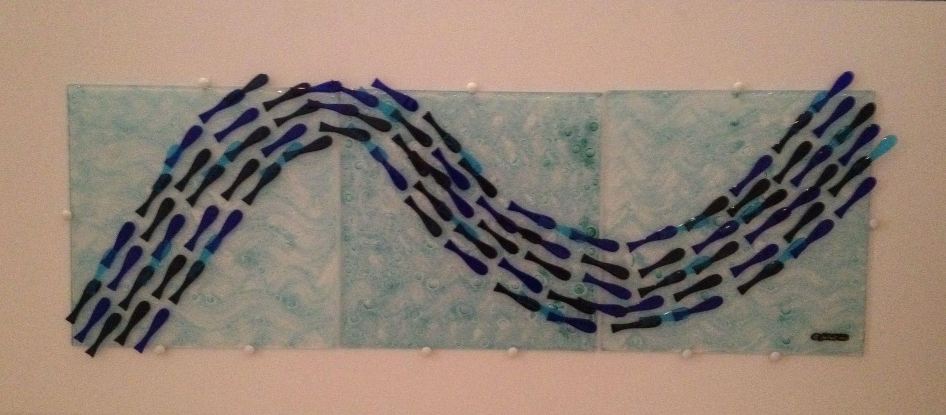 Hand Made Wall Decor Fused Glass Fish In The Sea (3 Tiles)aval Regarding Fused Glass Fish Wall Art (Photo 14 of 20)