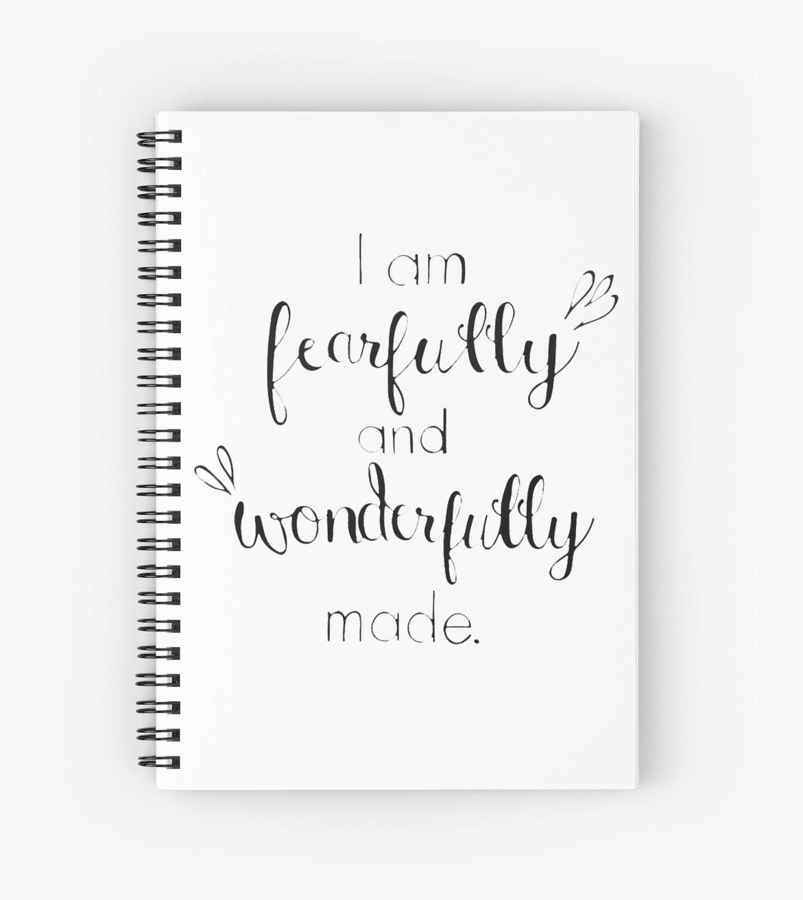 I Am Fearfully And Wonderfully Made" Spiral Notebooks For Fearfully And Wonderfully Made Wall Art (View 19 of 20)