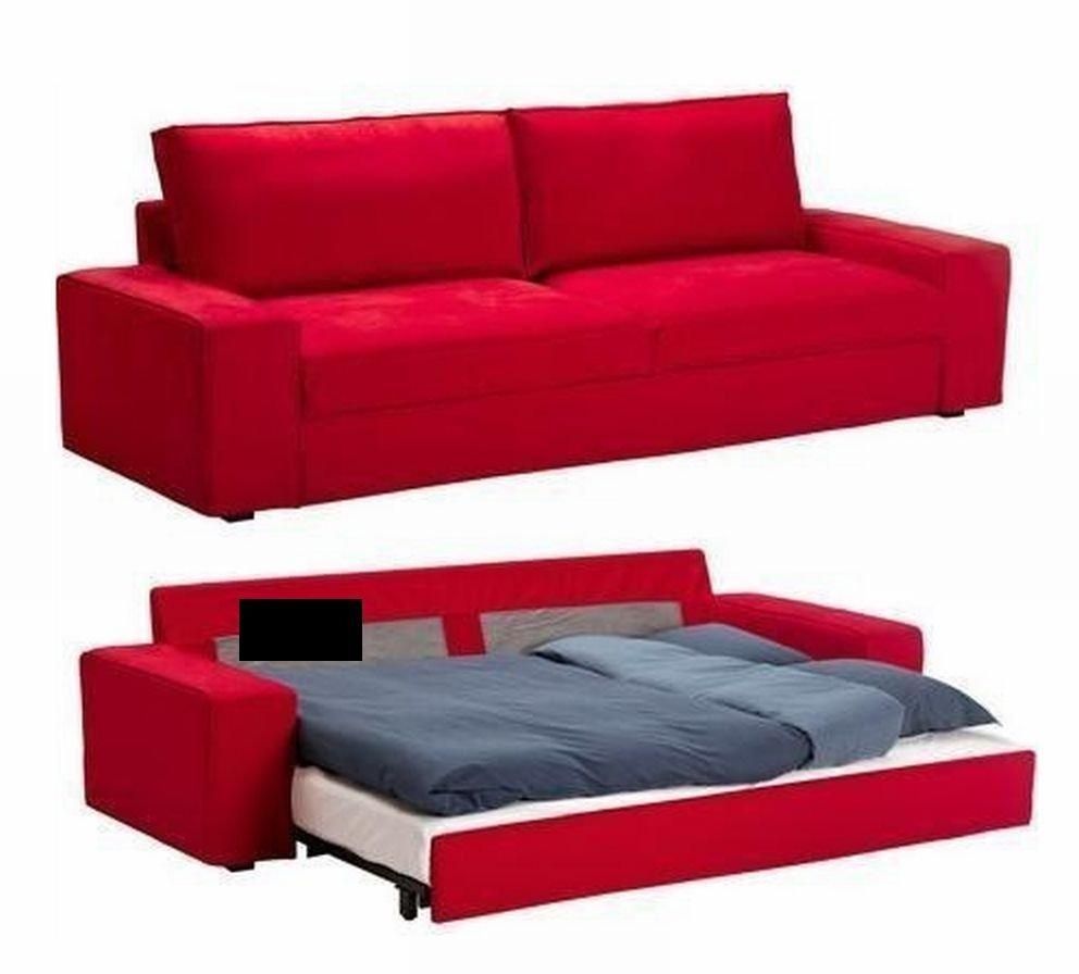 Ikea Kivik Sofa Bed Slipcover Sofabed Cover Ingebo Bright Red Intended For Red Sofa Beds Ikea (Photo 8 of 20)