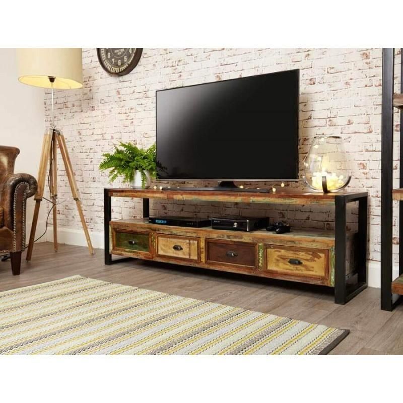 Industrial Reclaimed Wide Tv Cabinet | Buy Online At Zurleys Intended For Latest Industrial Tv Cabinets (Photo 5024 of 7825)