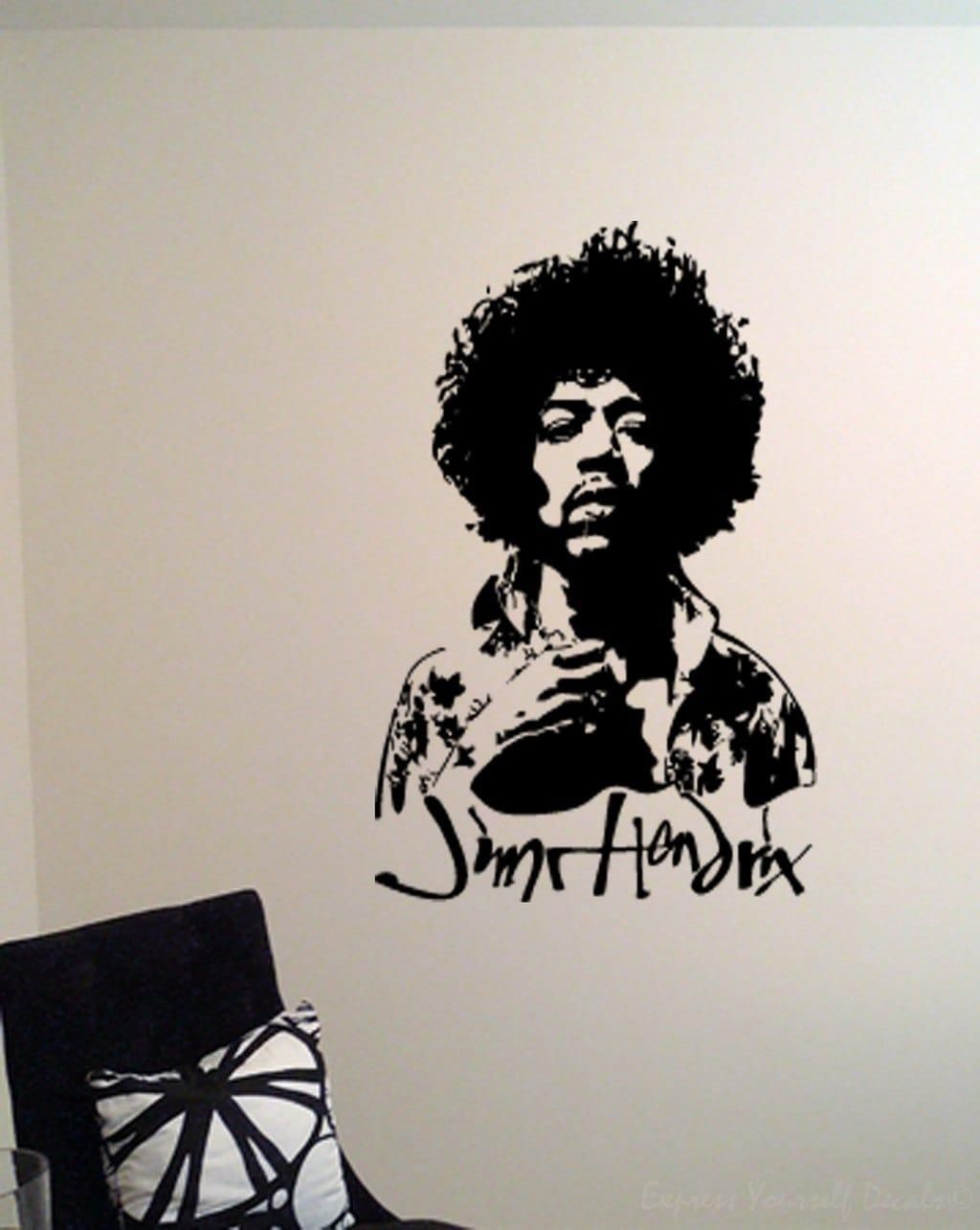 Jimi Hendrix Wall Art Decal | Wall Decal | Wall Art Decal Sticker Regarding Eminem Wall Art (Photo 3 of 20)