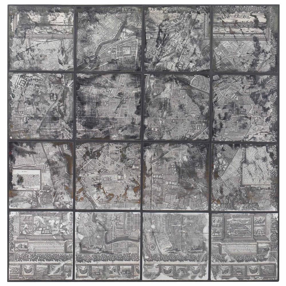 Kase Industrial Loft Dark Antique Mirror Parisian Map Wall Art With Map Of Paris Wall Art (Photo 6 of 20)