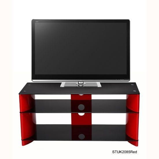 Kontrast Coffee Table In Black Glass With Red High Gloss Legs With Most Popular Black And Red Tv Stands (View 2 of 20)