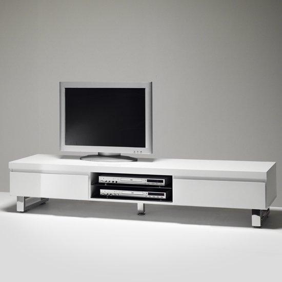 Lowboard Tv Stand In High Gloss White With 2 Drawers With Most Up To Date High Gloss White Tv Cabinets (Photo 1 of 20)