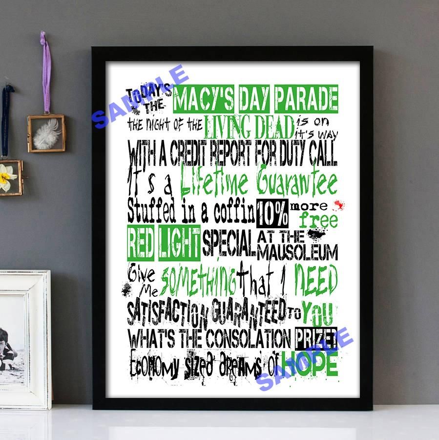Macy's Day Parade” Green Day – Framed Lyrics Wall Art Design Pertaining To Macys Wall Art (View 2 of 20)
