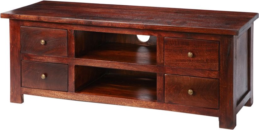 Maharani Dark Wood Tv Cabinet With Drawers | Tv & Media Units Pertaining To Best And Newest Dark Wood Tv Cabinets (View 2 of 20)