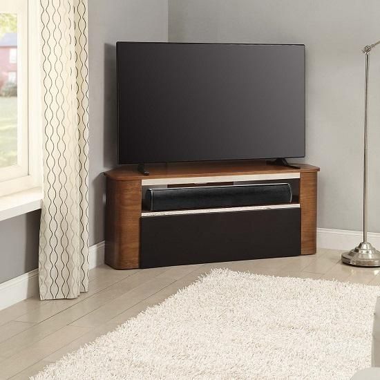 Marin Wooden Corner Acoustic Tv Stand In Walnut 28165 With Regard To Most Recent Cornet Tv Stands (Photo 3442 of 7825)