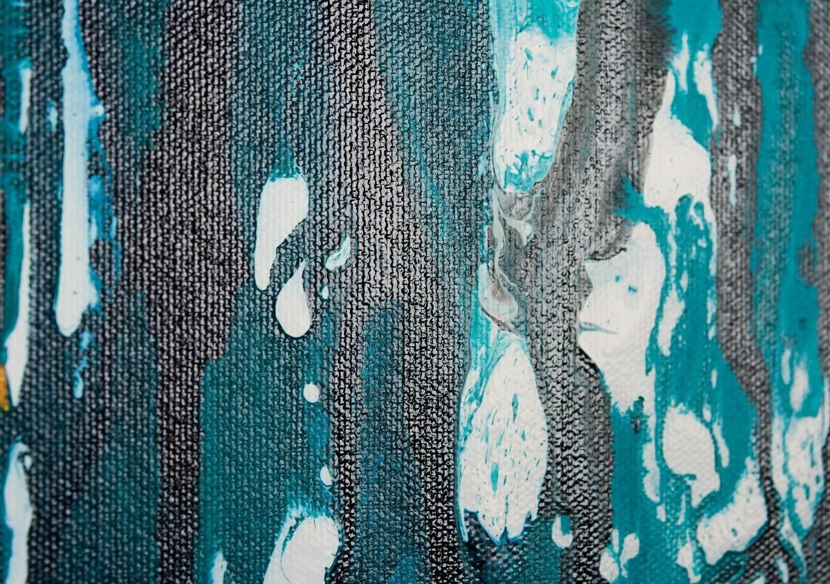 Meteor Showerqiqigallery 48"x24" Stretched Canvas Original Throughout Teal And Black Wall Art (View 18 of 20)