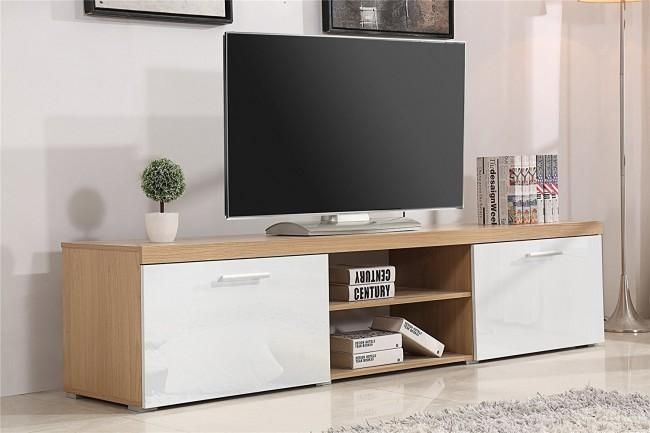 Modern Large 2m Tv Stand Cabinet Unit With High Gloss Doors White With Regard To Recent Walnut Tv Cabinets With Doors (Photo 3355 of 7825)