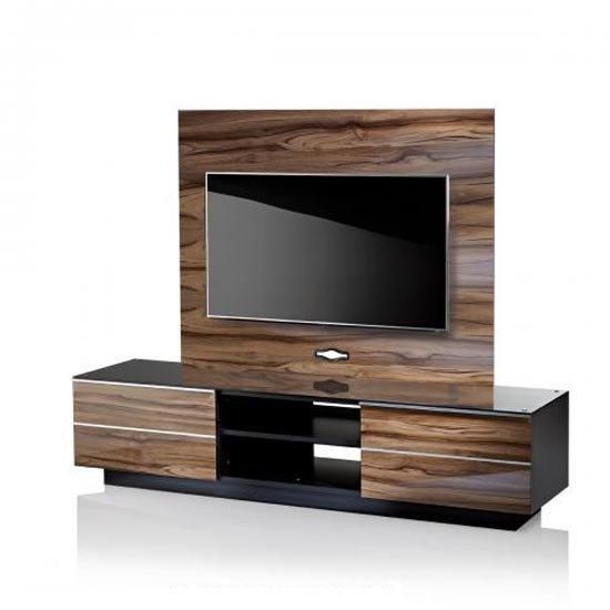 Munich Wooden Tv Stand In Black Glass Top With Background Within Newest Wooden Tv Stands (Photo 5055 of 7825)
