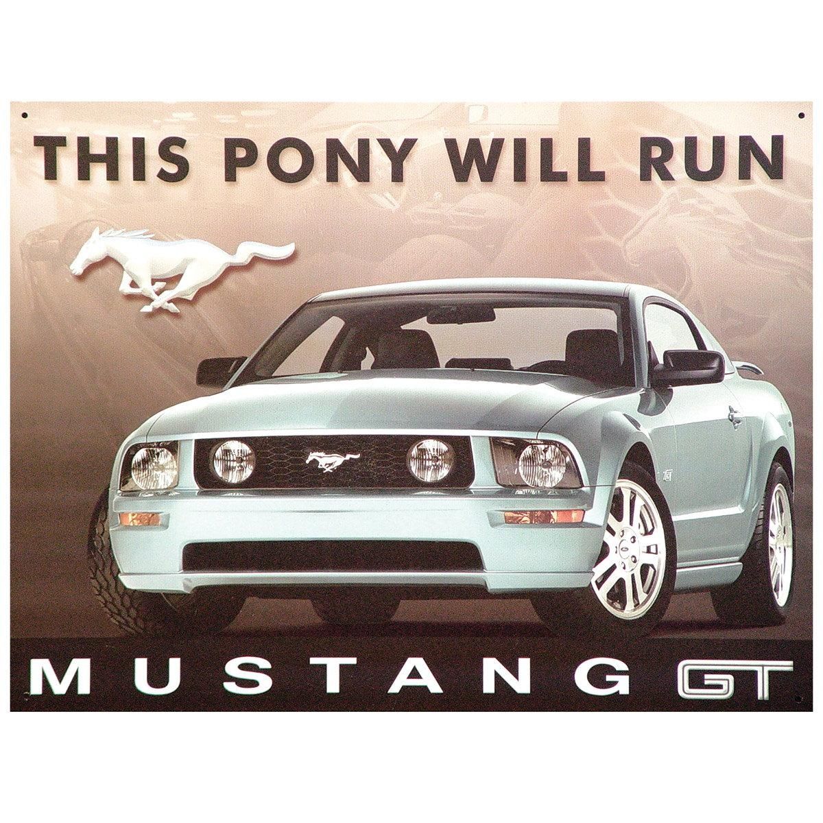 Mustang Gt Pony Will Run Metal Sign | Ford Garage Signs For Ford Mustang Metal Wall Art (View 8 of 20)