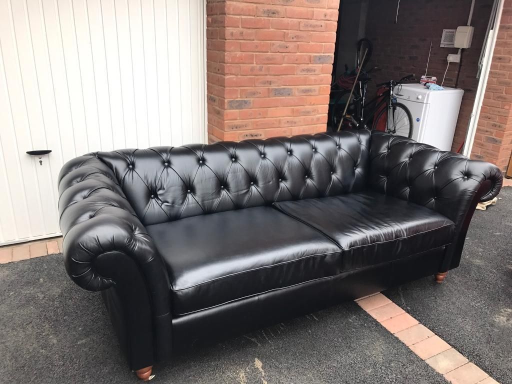 Next Black Leather Chesterfield Sofa | In Leicester Inside Chesterfield Black Sofas (View 8 of 20)