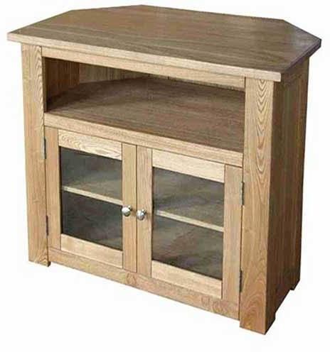 Oak Tv/video Corner Unit Within Most Current Oak Tv Stands With Glass Doors (View 7 of 20)