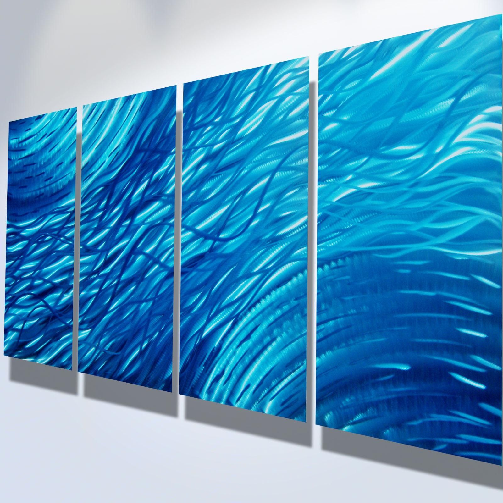 Ocean  Metal Wall Art Abstract Contemporary Modern Decor For Turquoise Metal Wall Art (Photo 7 of 20)