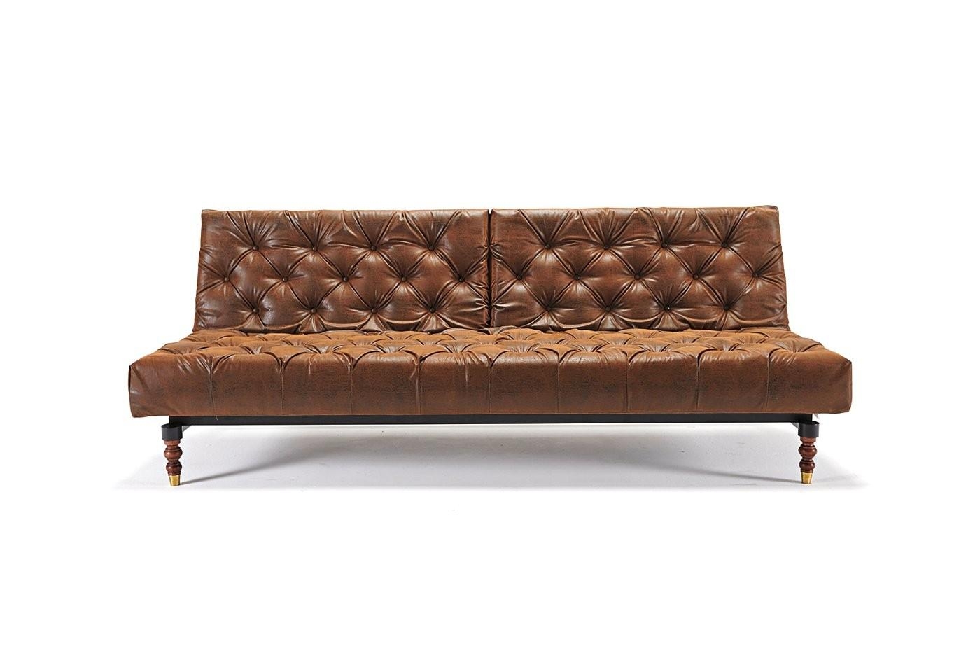 Oldschool Chesterfield Vintage Brown Sofa Bed / Retro Legs For Vintage Leather Sofa Beds (Photo 1 of 20)