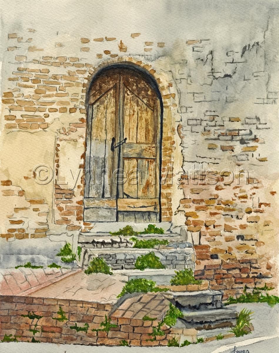 Painting : "the Old Door In Certaldo, Italy" (original Art Inside Italian Stone Wall Art (Photo 8 of 20)