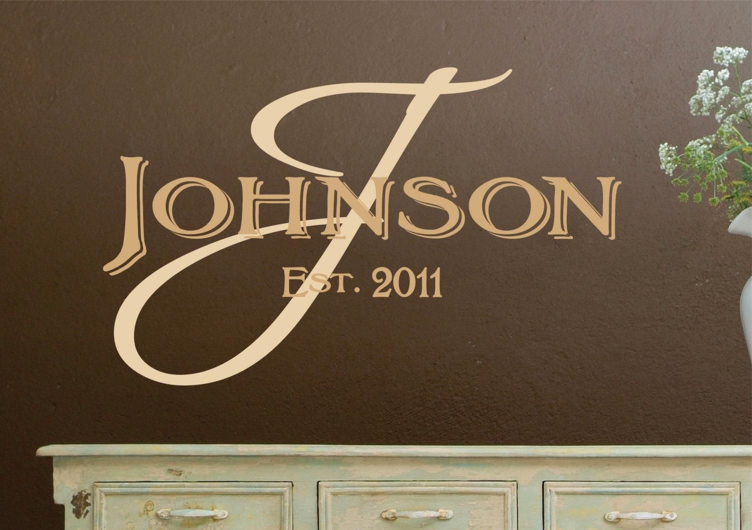 Personalized Family Name Decal // Custom Name Decal // In Monogrammed Wall Art (Photo 3 of 20)