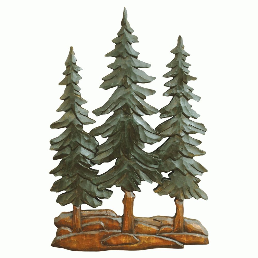 Pine Trees Wood Carving Wall Art Within Metal Pine Tree Wall Art (View 9 of 20)