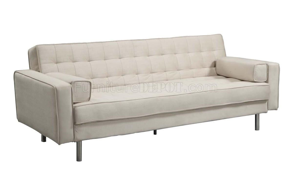 Premium Off White Fabric Modern Convertible Sofa Bed In White Fabric Sofas (View 10 of 20)
