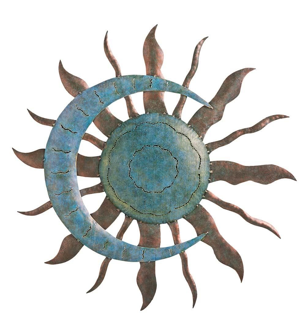 Recycled Metal Moon And Sun Wall Art In Metal Garden Wall Art Regarding Sun And Moon Metal Wall Art (Photo 1 of 20)
