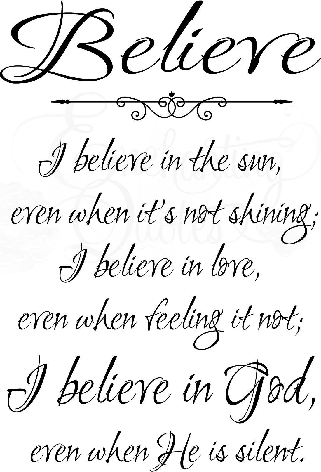 Religious Wall Quotes | Christian Wall Decals I Believe In Sun For Christian Word Art For Walls (View 18 of 20)