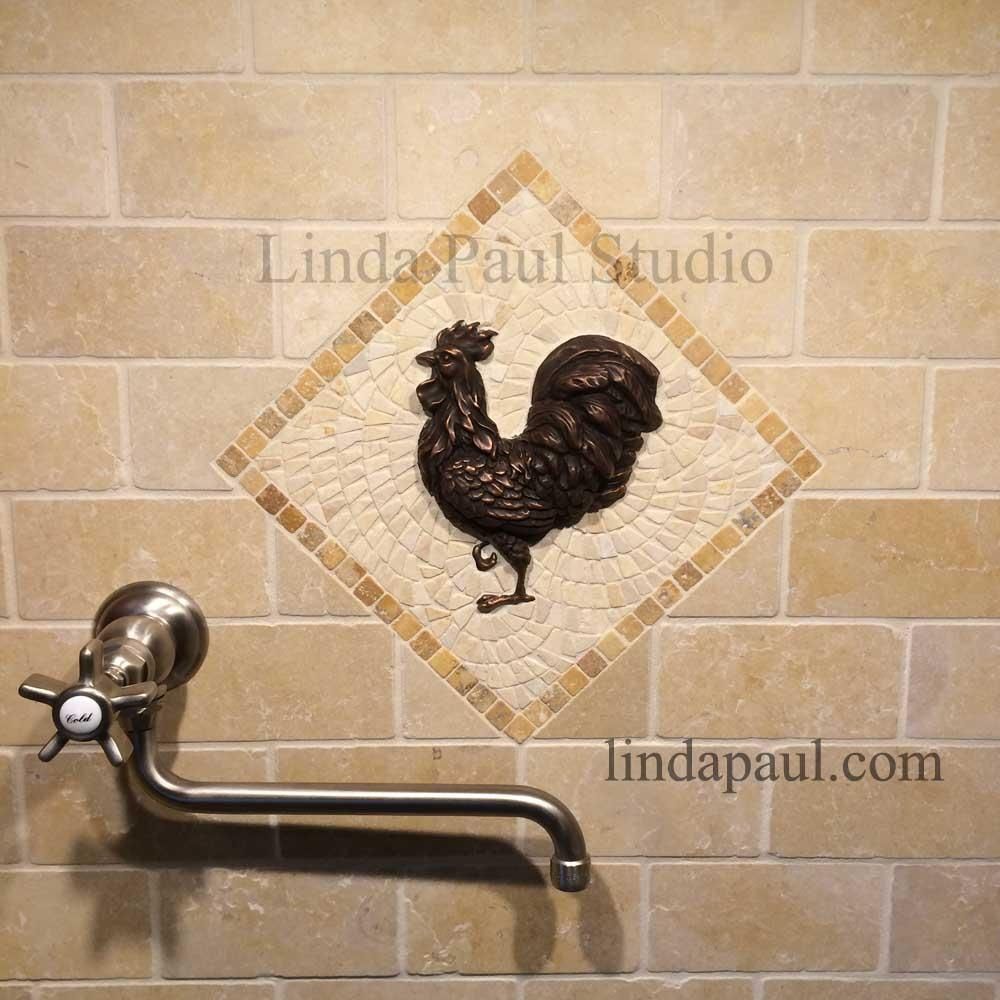 Rooster Tile Medallions Kitchen Backsplashes With Rooster Art With Medallion Tiles Wall Art (View 13 of 20)