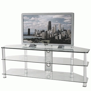 Rta Large 3 Shelf Silver And Glass Tv Stand For 36 60 Inch Screens Throughout Most Popular Glass Tv Stands (Photo 1 of 20)