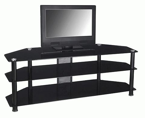 Rta Large Black Glass Corner Tv Stand For 36 60 Inch Screens Tvm 060b Regarding Most Popular Large Corner Tv Stands (View 8 of 20)