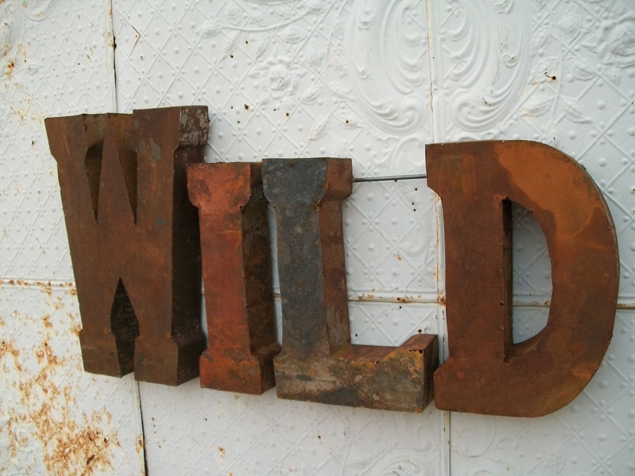 Rustic 37" 3d Metal Wild Sign – Trade Sign Indoor Or Outdoor Wall Art Within Decorative Metal Letters Wall Art (Photo 1 of 20)