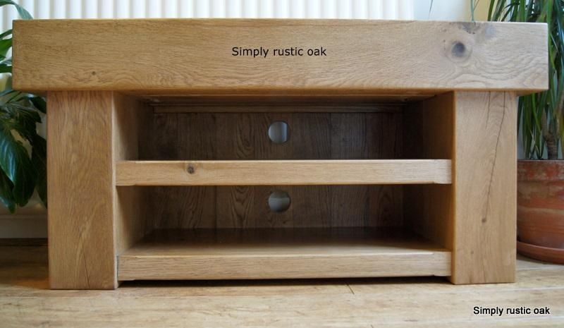 Rustic Oak Beam Tv Stand With 2 Shelves | Simply Rustic Oak Within Newest Chunky Tv Cabinets (View 8 of 20)
