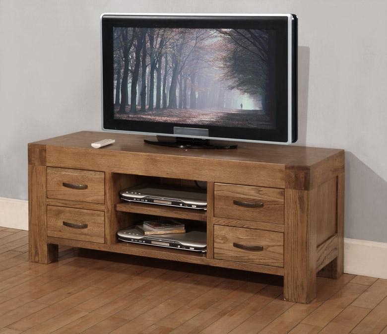 Sandringham Solid Oak Furniture Widescreen Tv Cabinet Stand Unit With Recent Widescreen Tv Stands (Photo 1 of 20)