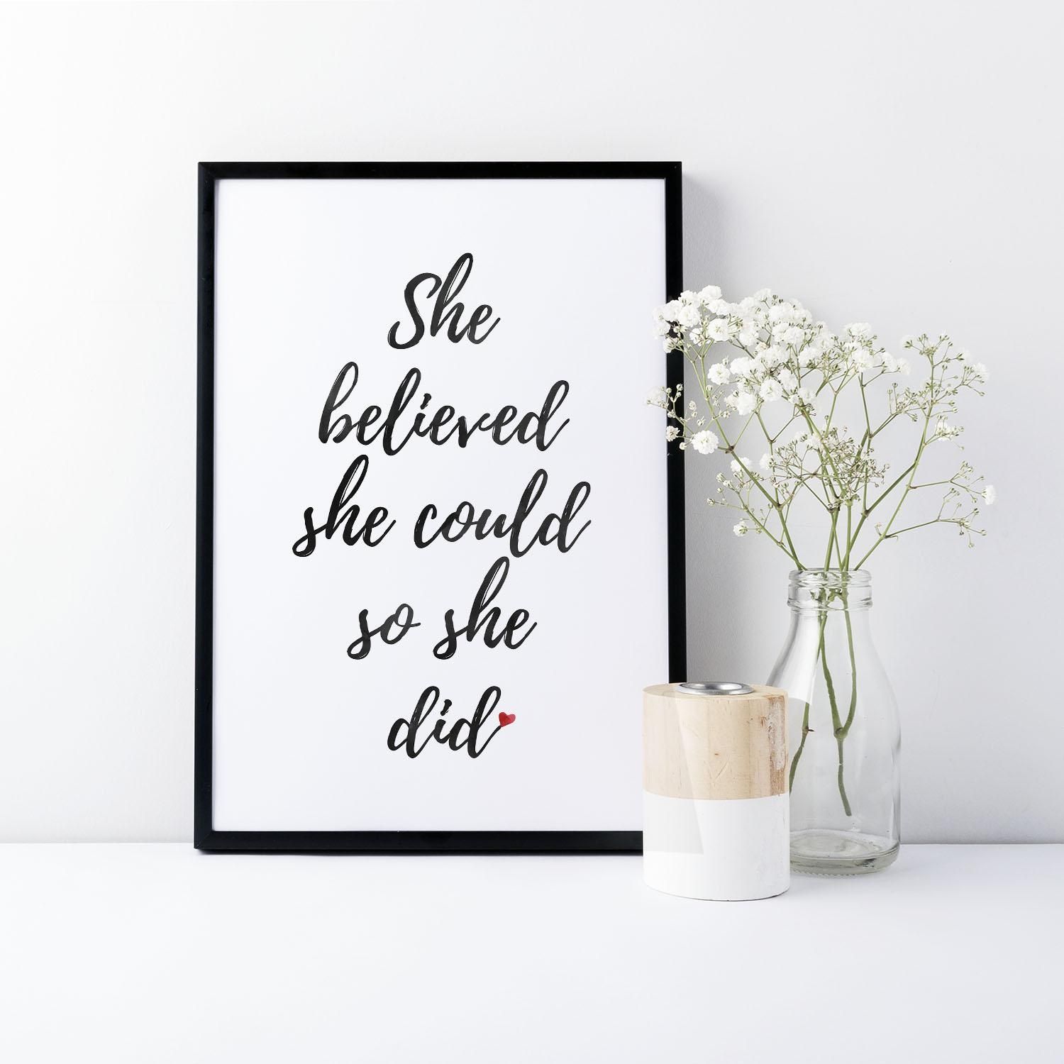 She Believed She Could So She Did' Quote Print Wall Art – Devon Inside She Believed She Could So She Did Wall Art (View 3 of 20)