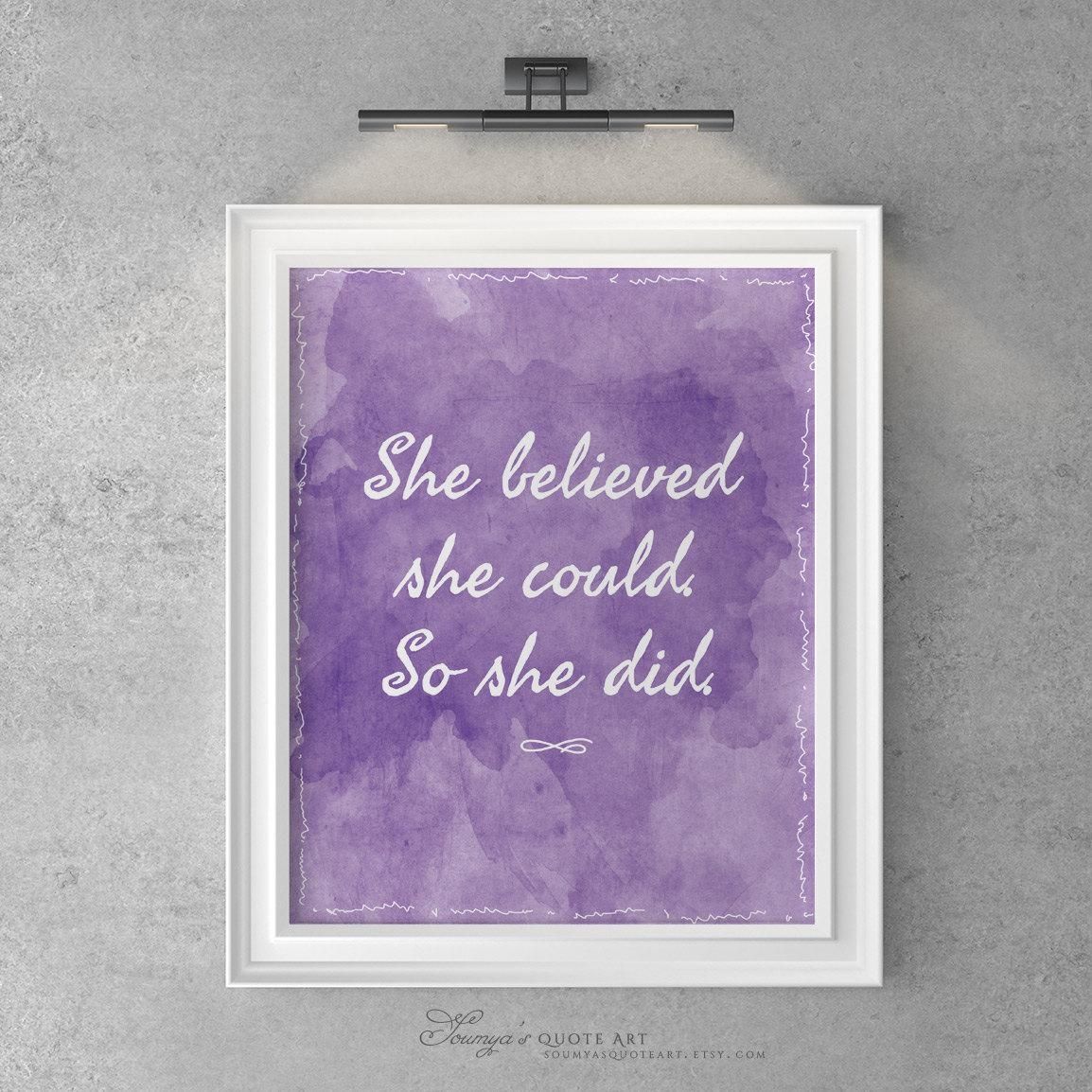 She Believed She Could Wall Art Inspirational Quote Girl Regarding She Believed She Could So She Did Wall Art (View 13 of 20)