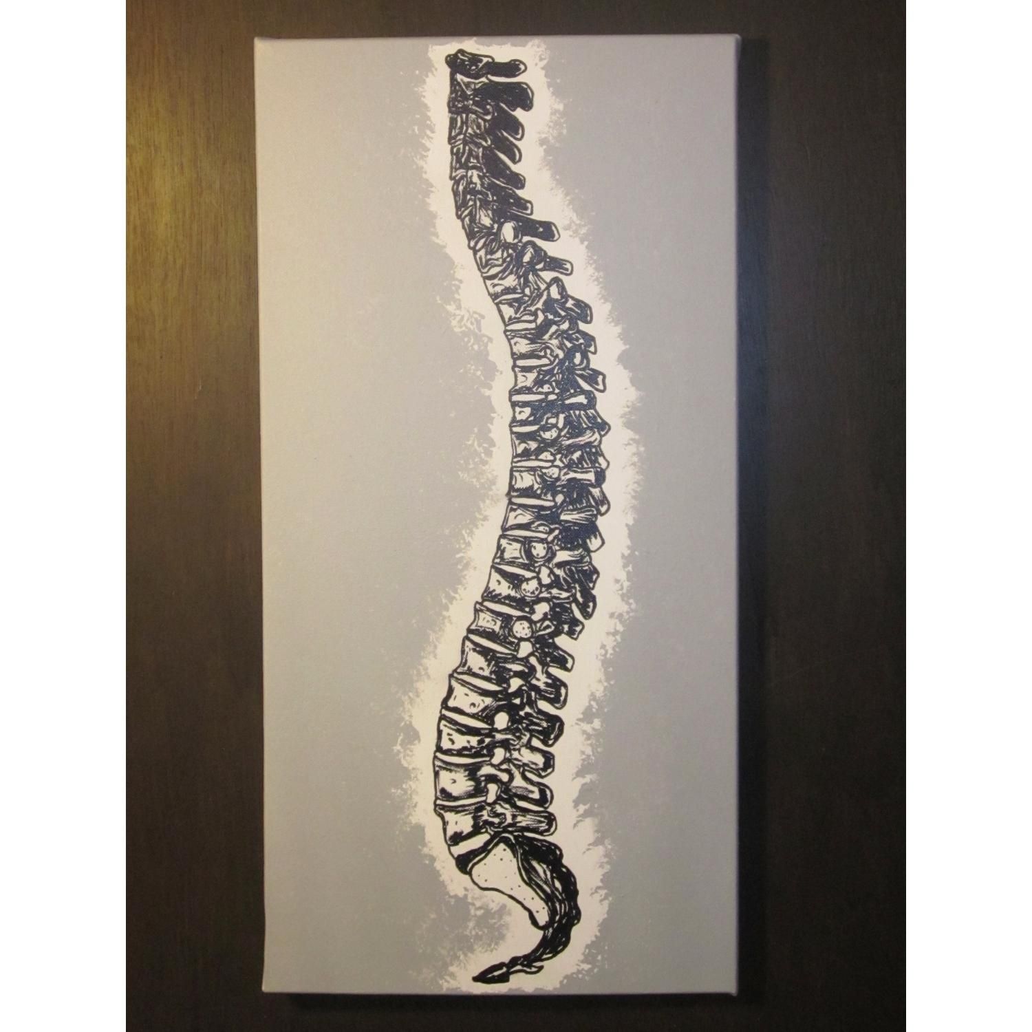 Single Canvas Spine Painting: Single Color Background Within Chiropractic Wall Art (Photo 3 of 20)
