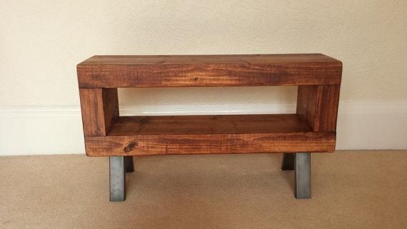 Slim Tv Stand Rustic Chunky Wooden Tv Unit With Metal Legs Inside 2017 Chunky Wood Tv Unit (View 2 of 20)