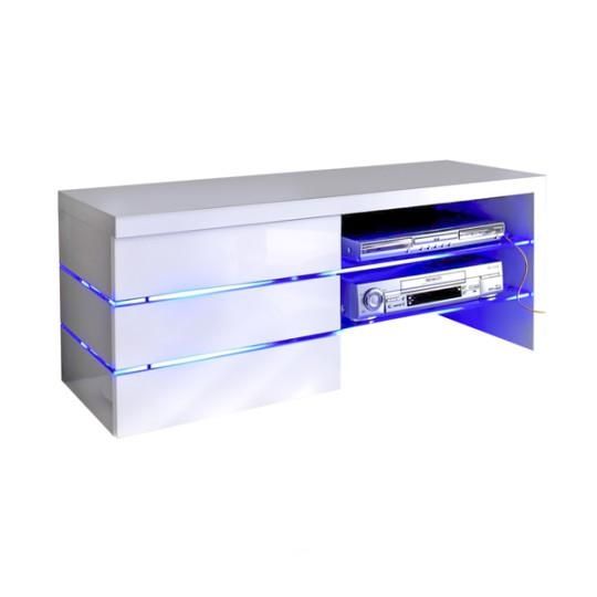 Sonia White High Gloss Tv Stand With Led Lights And Glass Tv Intended For Most Popular High Gloss Tv Cabinets (Photo 3868 of 7825)