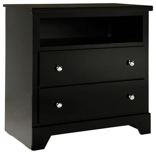 Standard Furniture Marilyn Black 2 Drawer Tv Chest In Glossy Black Throughout Newest Black Tv Cabinets With Drawers (Photo 3886 of 7825)