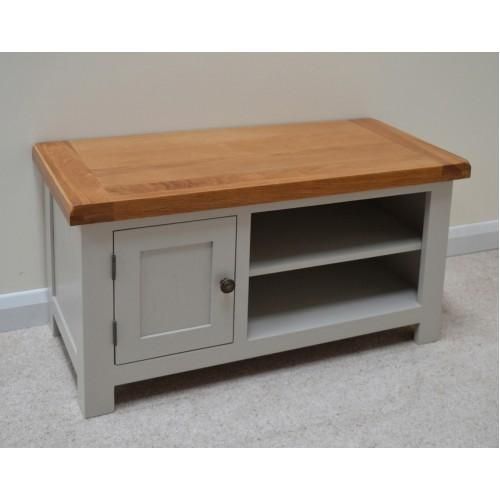 Stone Grey Painted Oak Tv Stand / Entertainment Unit Intended For Latest Grey Wood Tv Stands (Photo 4821 of 7825)