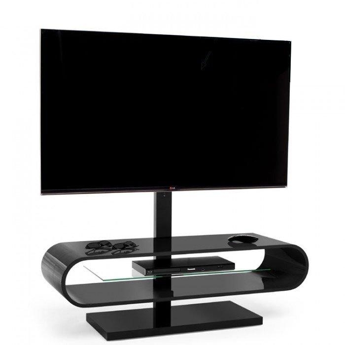 Techlink Ovid Ov120tvb Gloss Black Cantilever Tv Stand (406037) Within Most Recent Techlink Tv Stands (Photo 1 of 20)