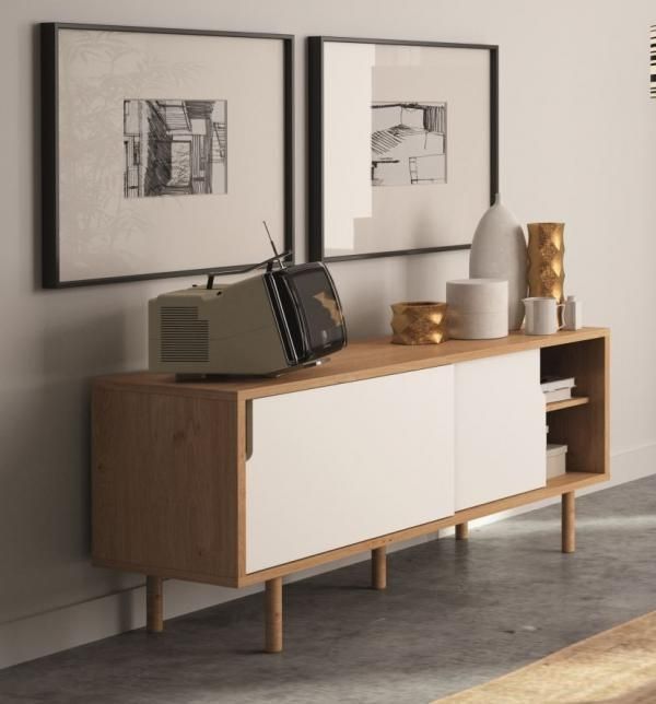 Temahome Dann, Modern Compact Tv Cabinet In White/ Oak Finish Regarding Most Popular Contemporary Oak Tv Cabinets (Photo 5446 of 7825)