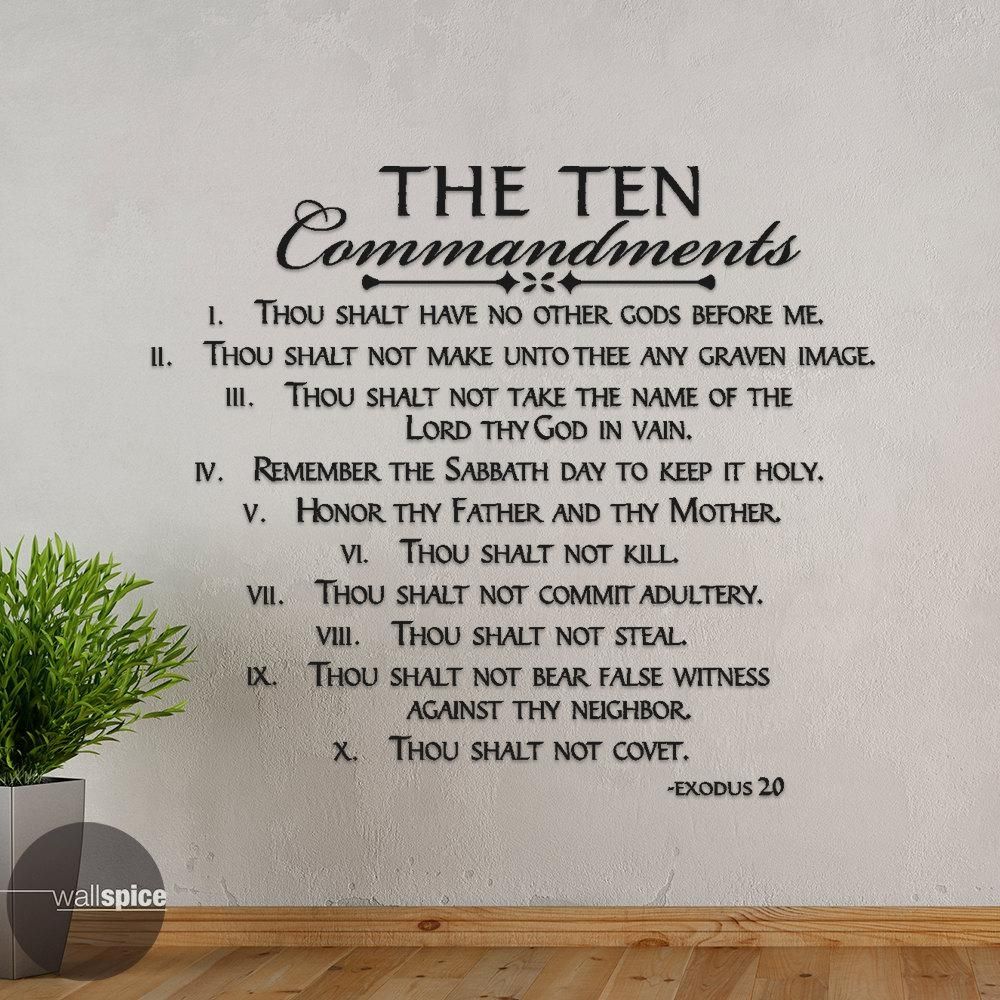 The Ten Commandments Exodus 20 Vinyl Wall Decal Sticker Inside 10 Commandments Wall Art (Photo 5 of 20)