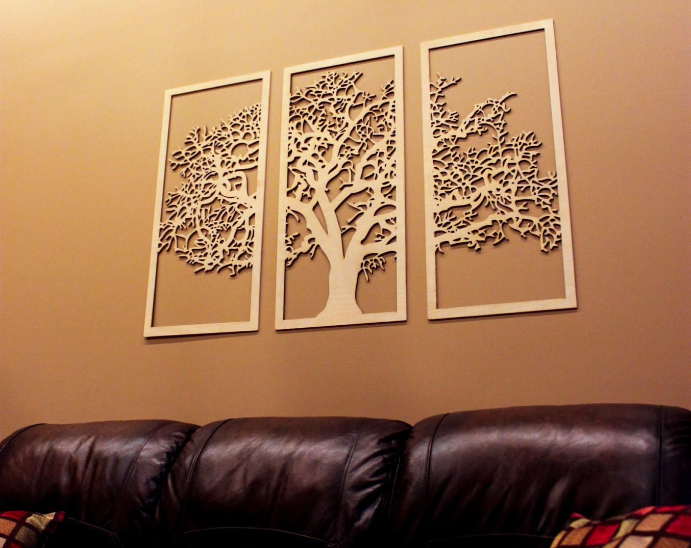 Tree Of Life 3d 3 Panel Tree Wood Wall Art Beautiful Tree Pertaining To Tree Of Life Wall Art Stickers (View 5 of 20)